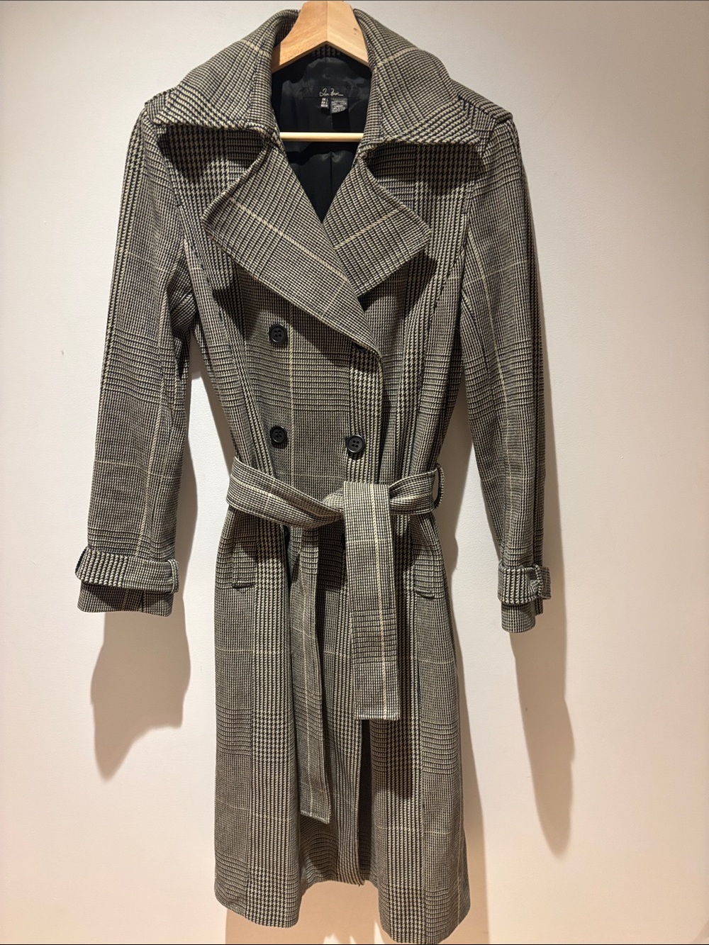 Made in Spain, Jean Brice 100% Bamboo Heavy Cotton Plaid Trench Coat - Gray